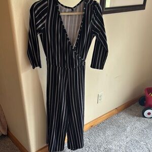 Black and White Striped Jumpsuit